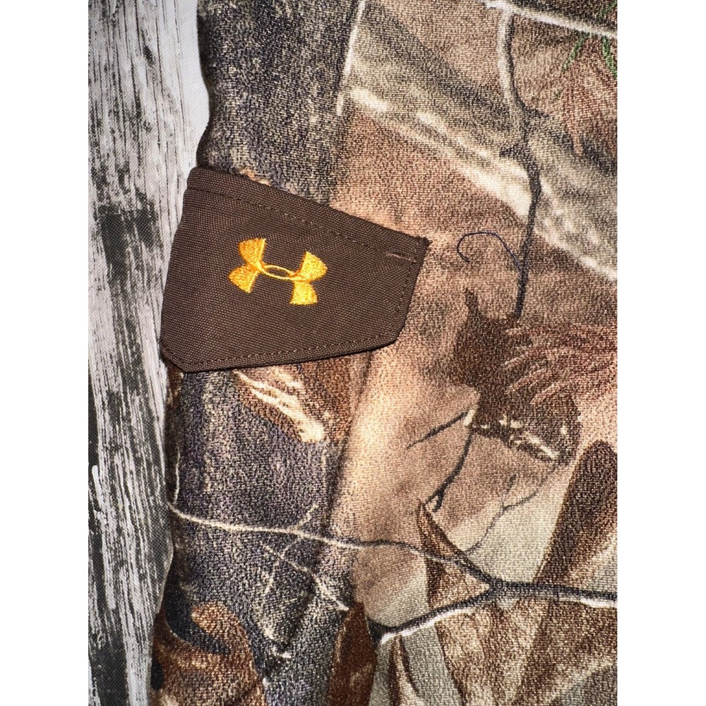 Under Armour Pants Boys Med Brown Youth Camouflage Real Tree Fleece Lined Cargo - Picture 4 of 12